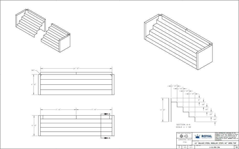 14' Malach Steel Modular Steps 48" Open Top