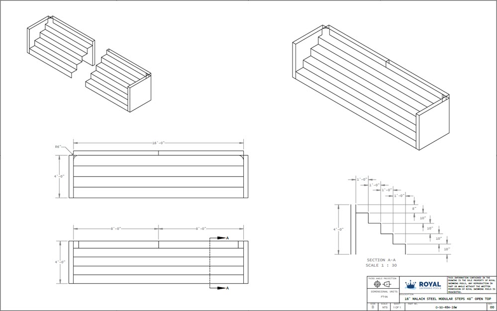 16' Malach Steel Modular Steps 48" Open Top