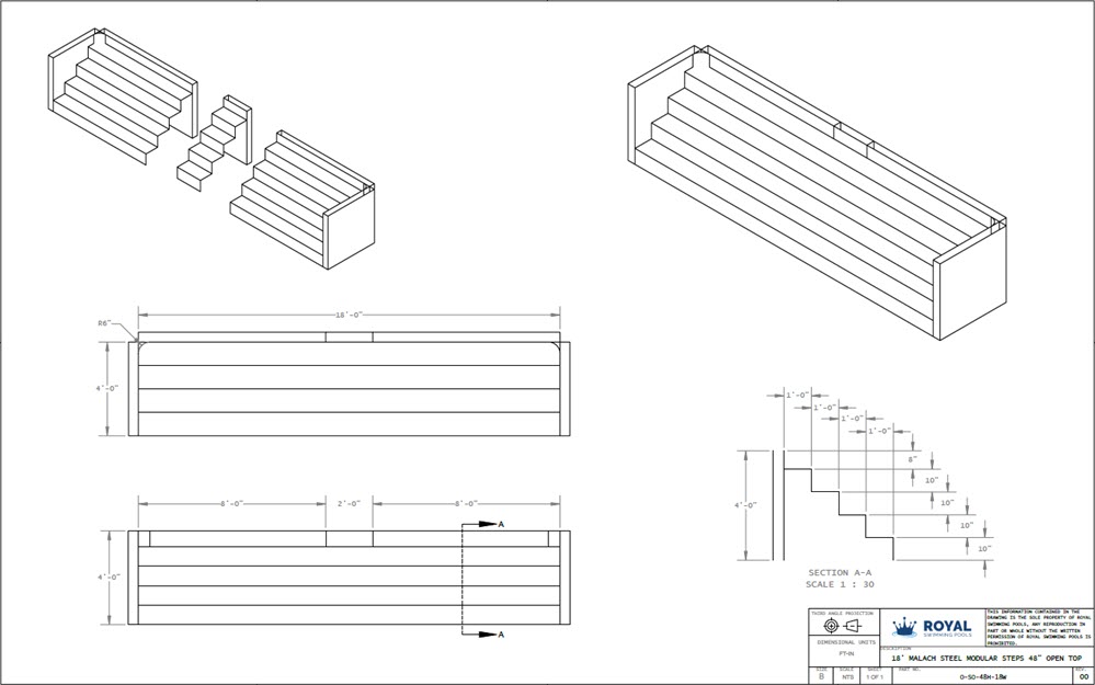18' Malach Steel Modular Steps 48" Open Top