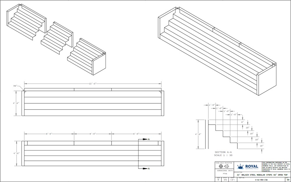 22' Malach Steel Modular Steps 48" Open Top