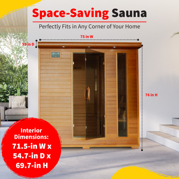 Great Bear - Cedar 6 Person Infrared Sauna With 10 Carbon
