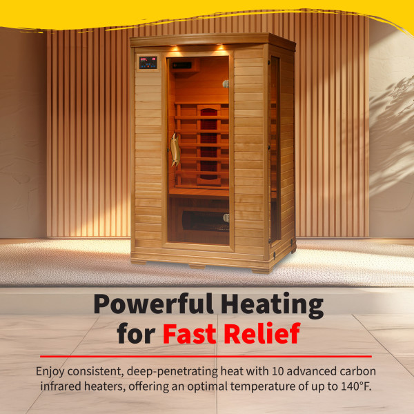 TaTalife 1-2 Person Pine Wood Sauna – Dual-System (Infrared Dry Heat + Steam) With Full-Spectrum Carbon Tubes & Carbon Crystal Panels, 220V Harvia Heater, Bluetooth Speaker