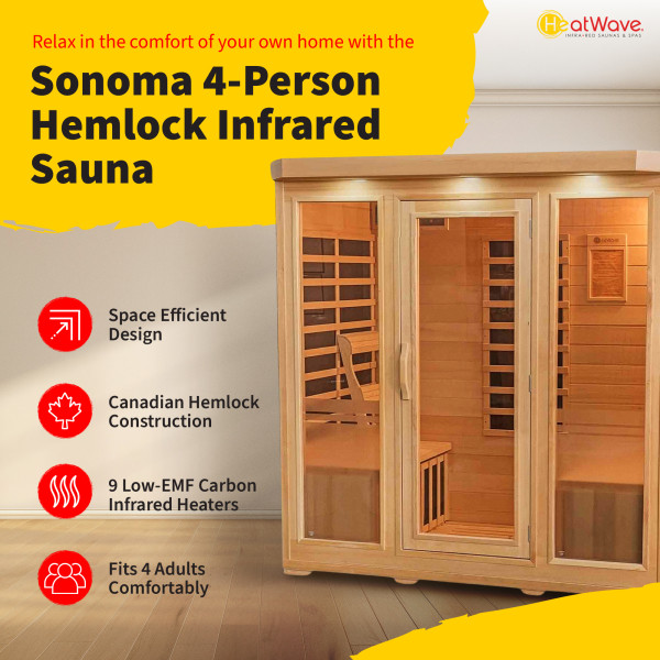 Sonoma 4-Person Hemlock Infrared Sauna