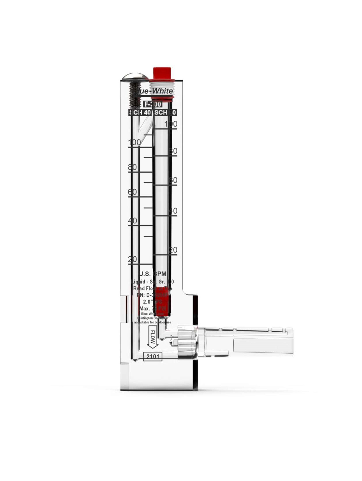 Pitot Tube Vertical Downflow Flow Meter 2” IPS