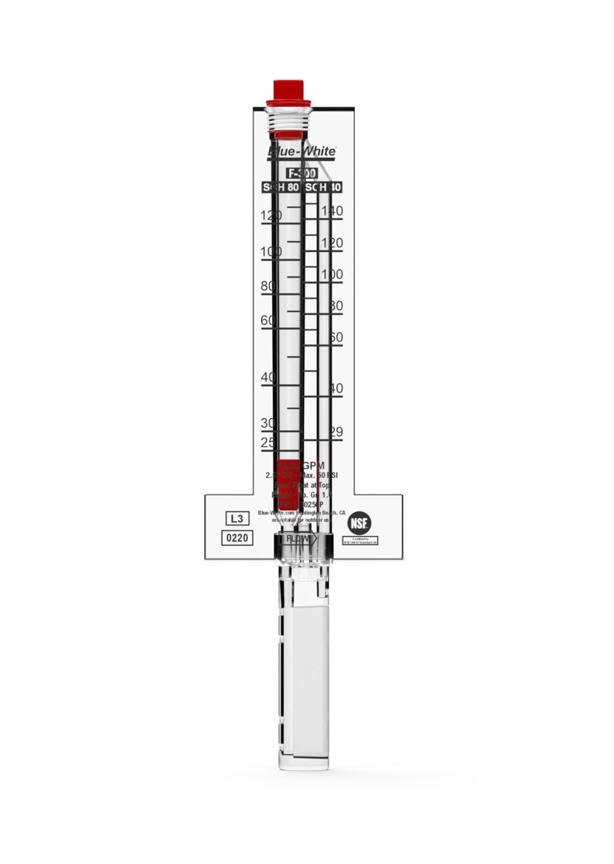 Pitot Tube Horizontal Flow Meter 2.5” IPS