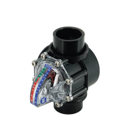 FlowVis 1.5" Flow Meter with Check Valve & Velocity Scale