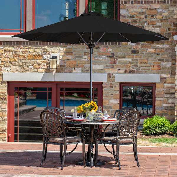black market patio umbrella Cabo 9' Spring-Up Octagon Market Umbrella - Black