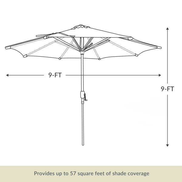 actual radius of 9 patio umbrella Cabo 9' Spring-Up Octagon Market Umbrella - Black