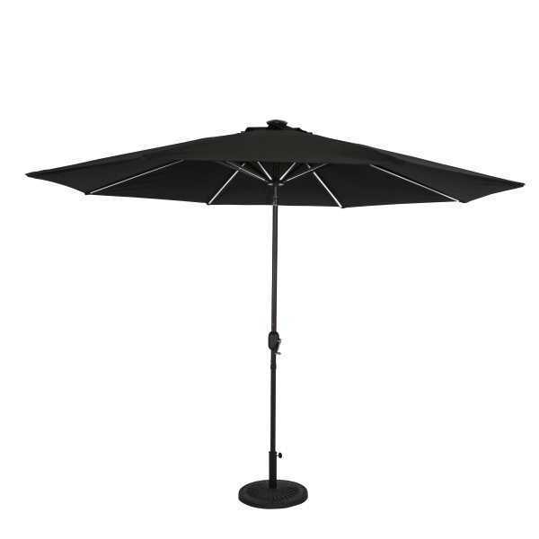 Calypso 11' Octagon Market Umbrella with Solar LED Lights - Black