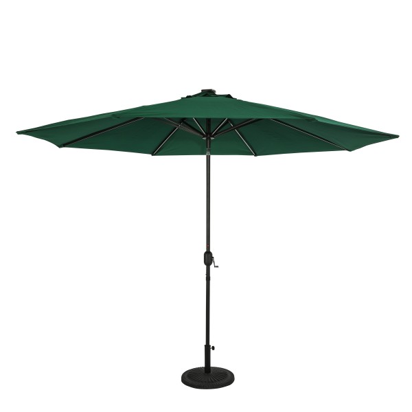 Calypso 11' Octagon Market Umbrella with Solar LED Lights - Hunter Green