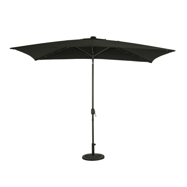 Nassau 6.5' x 10' Rectangular Market Umbrella with LED Lights - Black