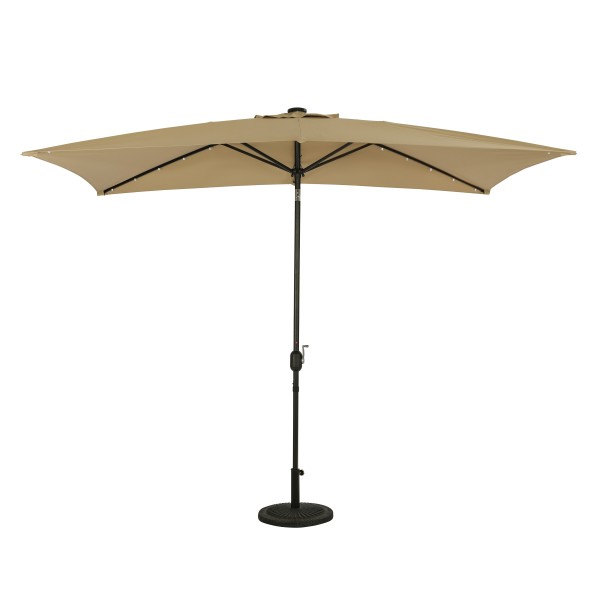 Nassau 6.5' x 10' Rectangular Market Umbrella with LED Lights - Champagne