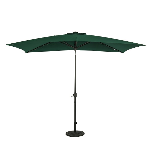Nassau 6.5' x 10' Rectangular Market Umbrella with LED Lights - Hunter Green