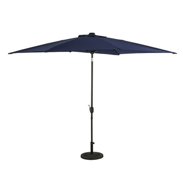 Nassau 6.5' x 10' Rectangular Market Umbrella with LED Lights - Navy Blue