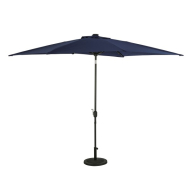 Nassau 6.5' x 10' Rectangular Market Umbrella with LED Lights - Navy Blue