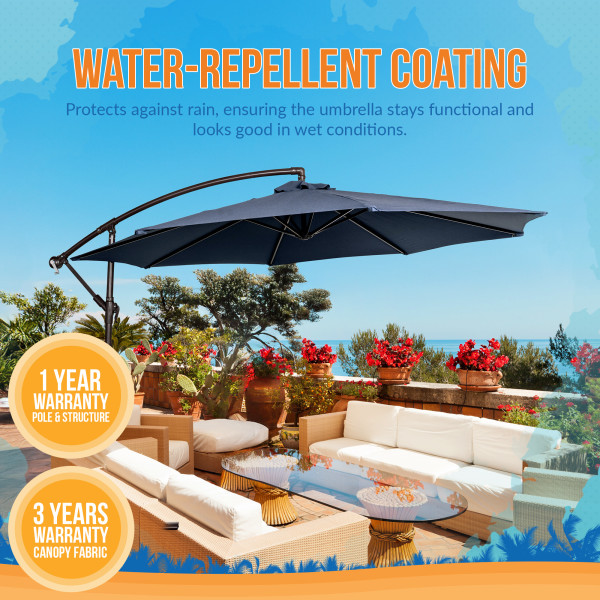 10ft octagonal cantilever patio umbrella with wind vent Captiva 10 Feet Octagonal Cantilever Umbrella