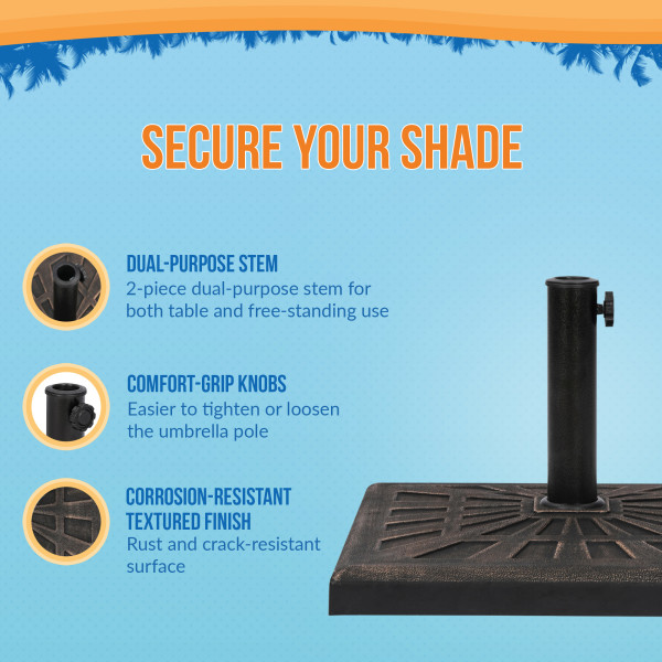 All-Weather Outdoor Square Resin Umbrella Base - 42 lbs | Royal Swimming  Pools