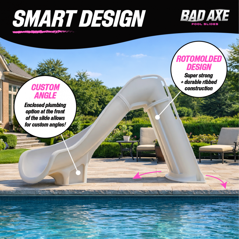 GPP Bad Axe X6 Left Turn Pool Slide, Blue Quartz | Royal Swimming
