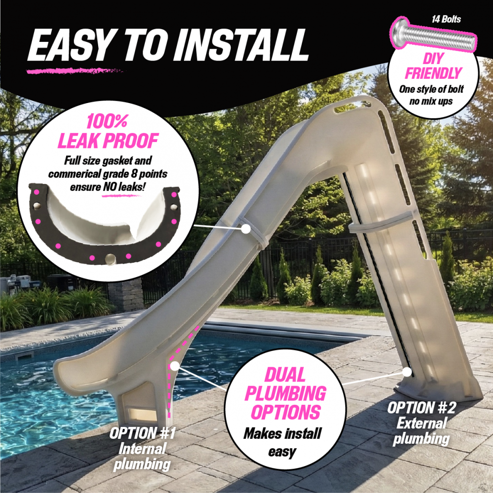 GPP Bad Axe X6 Left Turn Pool Slide, Blue Quartz | Royal Swimming