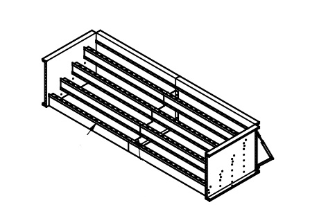 16' Wide Steel 48" Wall 4 Tread Step (Cardinal Open Top)