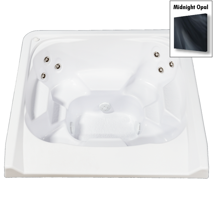 7' x 7' Square Captain Seat Vanishing Edge Spillover Spa with 12 Jets Alps - Midnight Opal