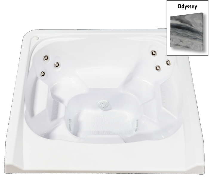 7' x 7' Square Captain Seat Vanishing Edge Spillover Spa with 12 Jets Alps - Odyssey