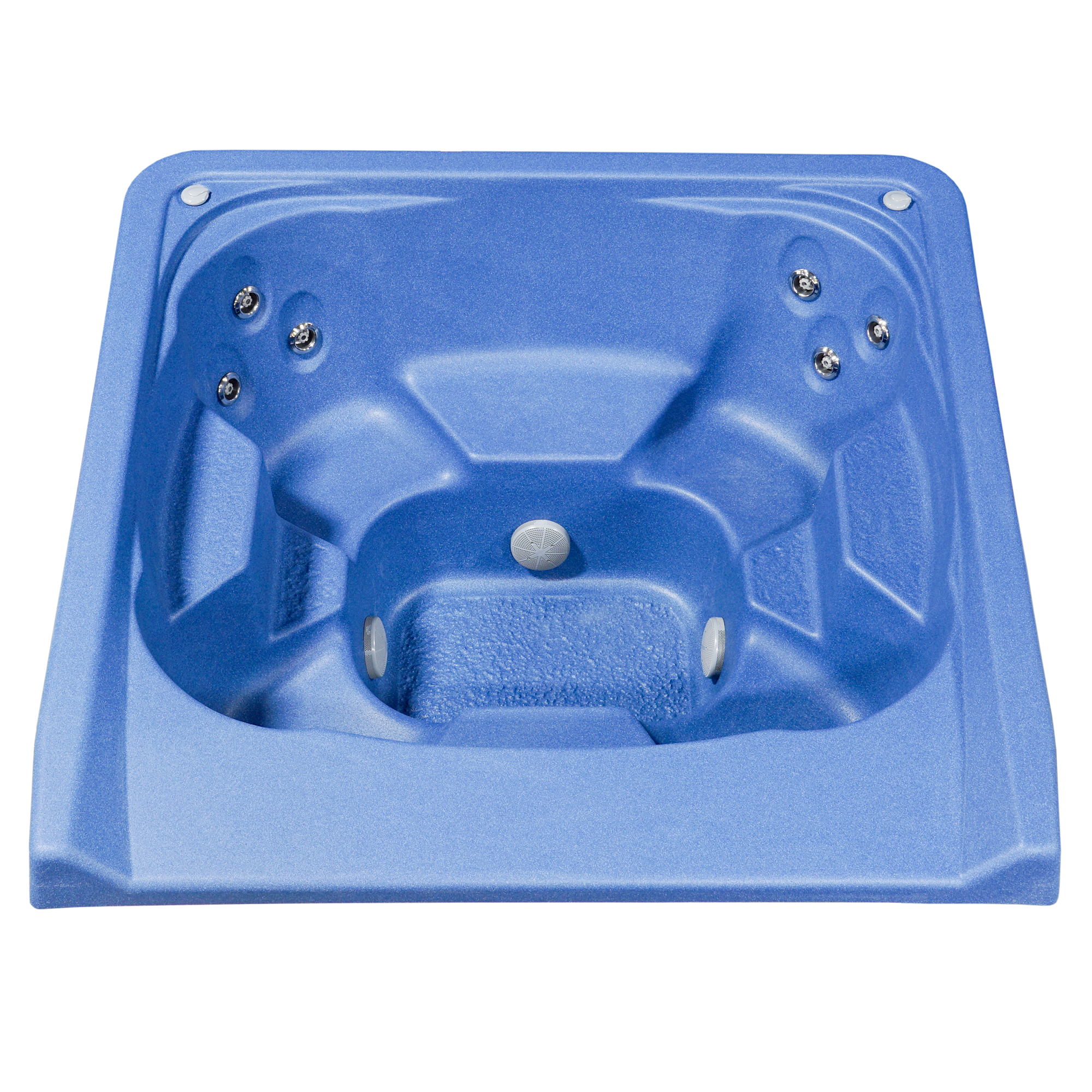 7' x 7' Square Captain Seat Vanishing Edge Spillover Spa with 12 Jets Alps - Blue Granite