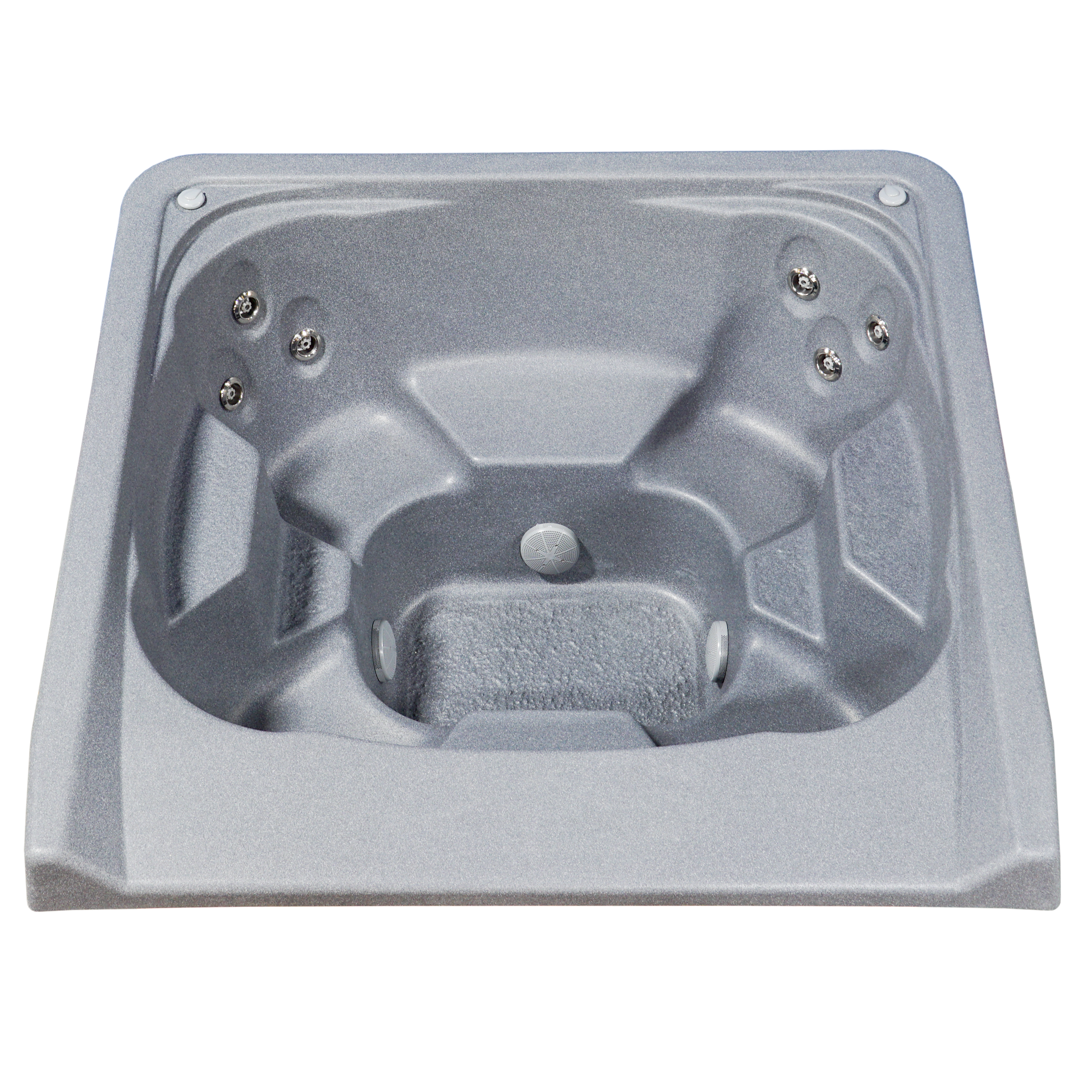 7' x 7' Square Captain Seat Vanishing Edge Spillover Spa with 12 Jets Alps - Gray Granite