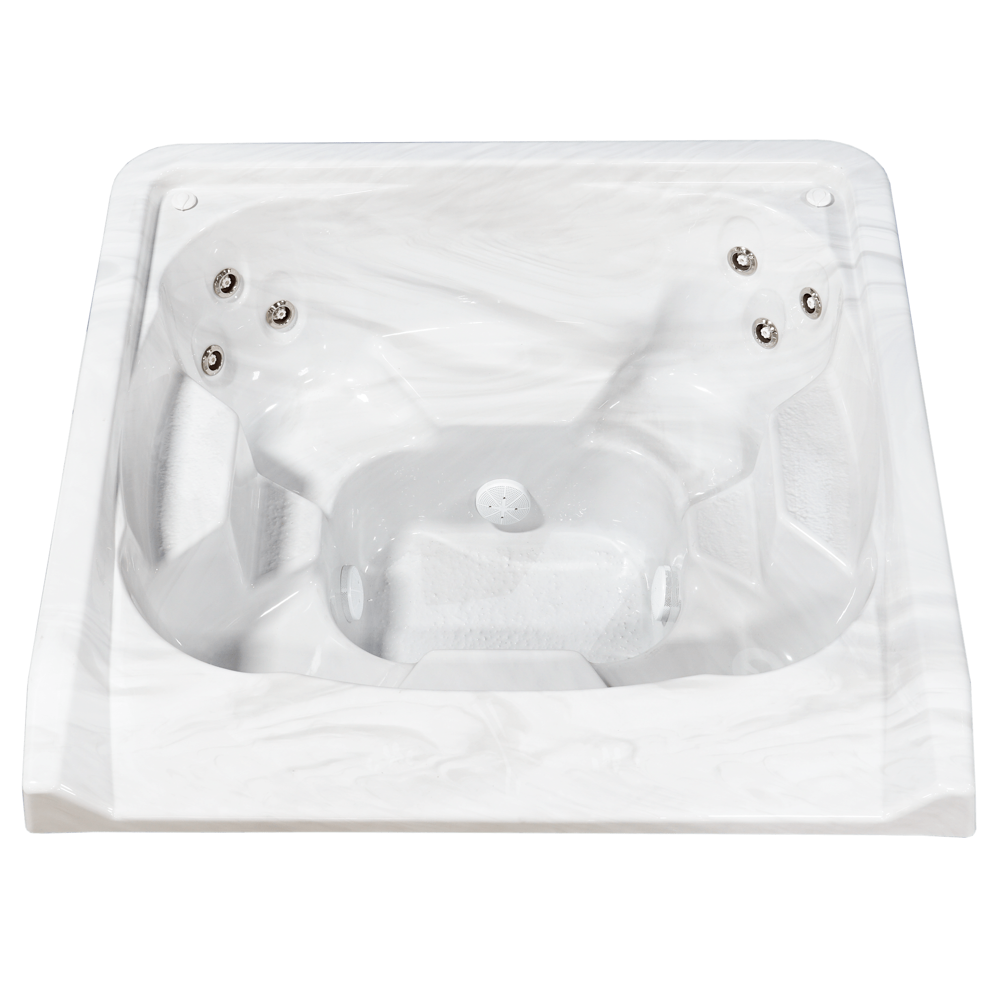 7' x 7' Square Captain Seat Vanishing Edge Spillover Spa with 12 Jets Alps - Sterling Marble