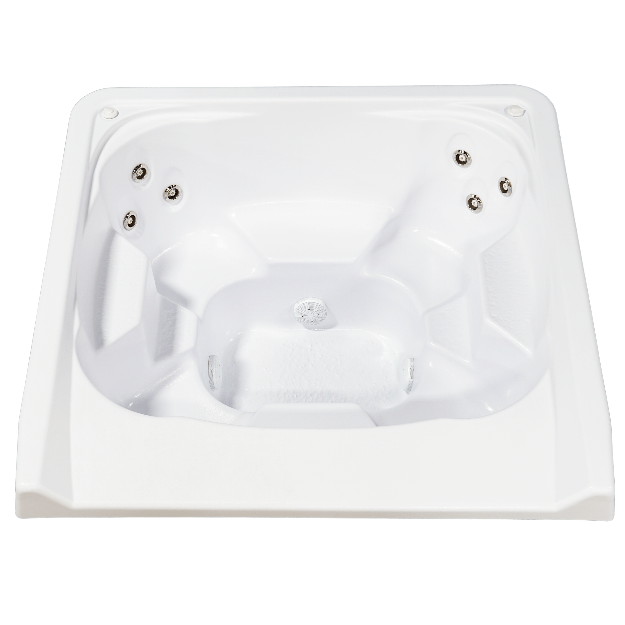 7' x 7' Square Captain Seat Vanishing Edge Spillover Spa with 12 Jets Alps - White
