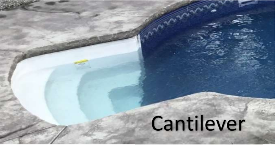 8' Thermoplastic Step for 52" Wall Verona Pool, White, Cantilever, Large Radius