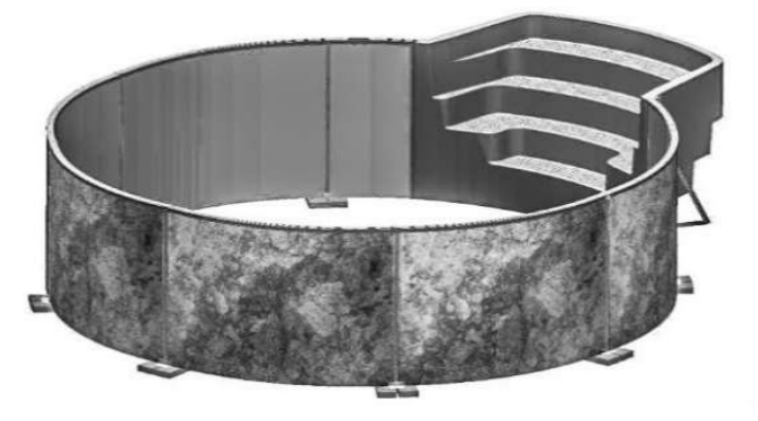 8' White Thermoplastic 4-Tread Step for 52" Wall Verona Pools - Large Radius