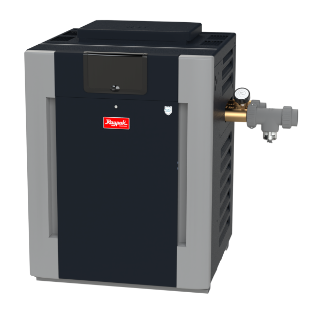 RayPak Digital ASME
 Pool & Spa Heater, 399k BTU, Natural Gas, Cupronickel HEx, 6k-9k FT, 017410, B-