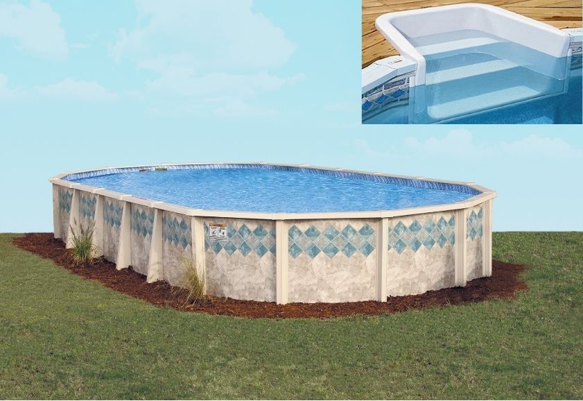 18' x 38' Oval 52" Doughboy Copper Canyon with In-Wall Step