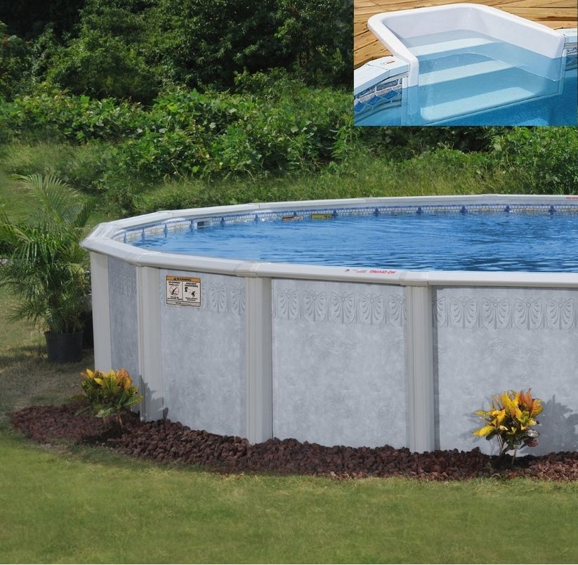18' x 38' Oval 52" Doughboy Palm Shore with In-Wall Step