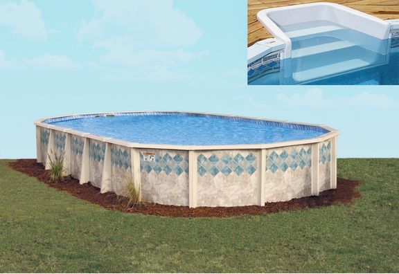 21' x 41' Oval 52" Doughboy Desert Spring with In-Wall Step