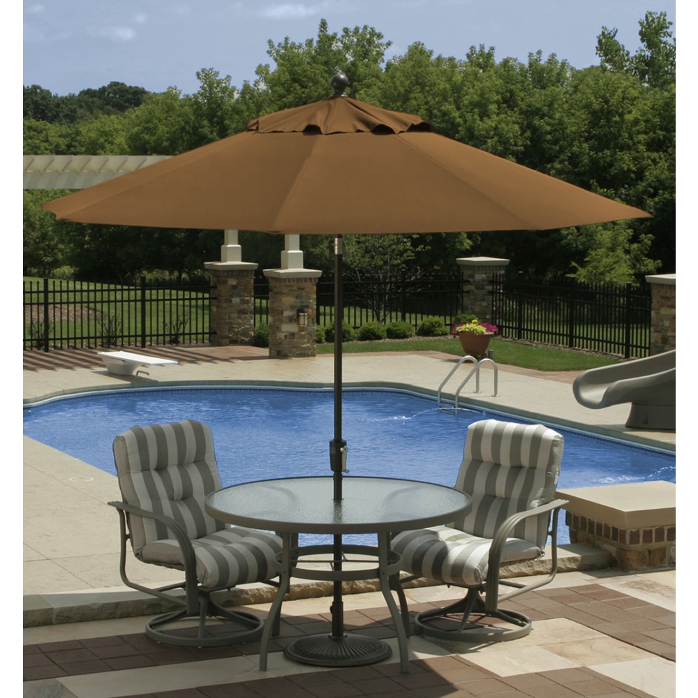 9' Octagon Autotilt Market Umbrella - Stone Linen