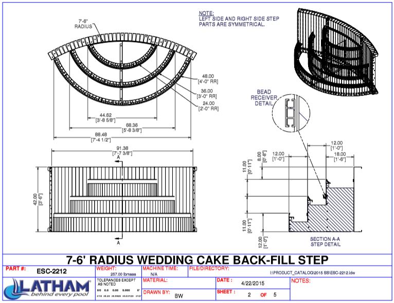 7'6" Radius Steel Wedding Cake Corner 42" Step (7'4 1/2" Wide)