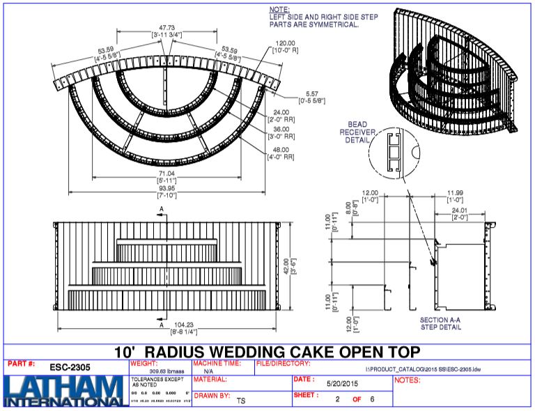 10' Radius Steel Wedding Cake 42" Step (7'10" Wide)
