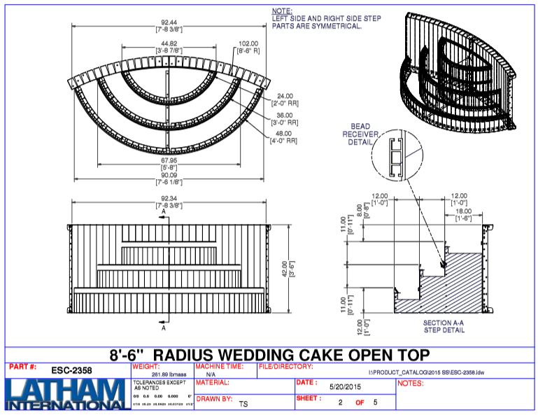 8'6" Radius Steel Wedding Cake 42" Step (7'6 1/8" Wide)