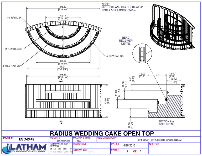 10' Radius Steel Wedding Cake 42" Step (7'7 1/4" Wide)