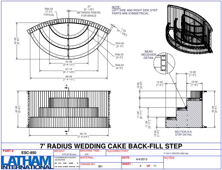 7' Steel Wedding Cake Corner Step 42" (7'-4 1/2" wide)