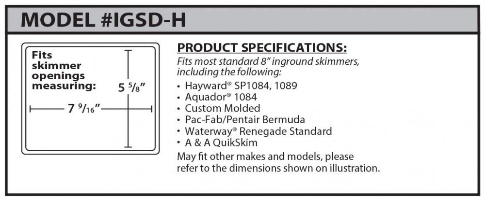 IGSD-H Pool-Skimmerstopfen Für Hayward SP1084/SP1089 – Winterstopfen Für Standard 20,3 Cm Skimmer