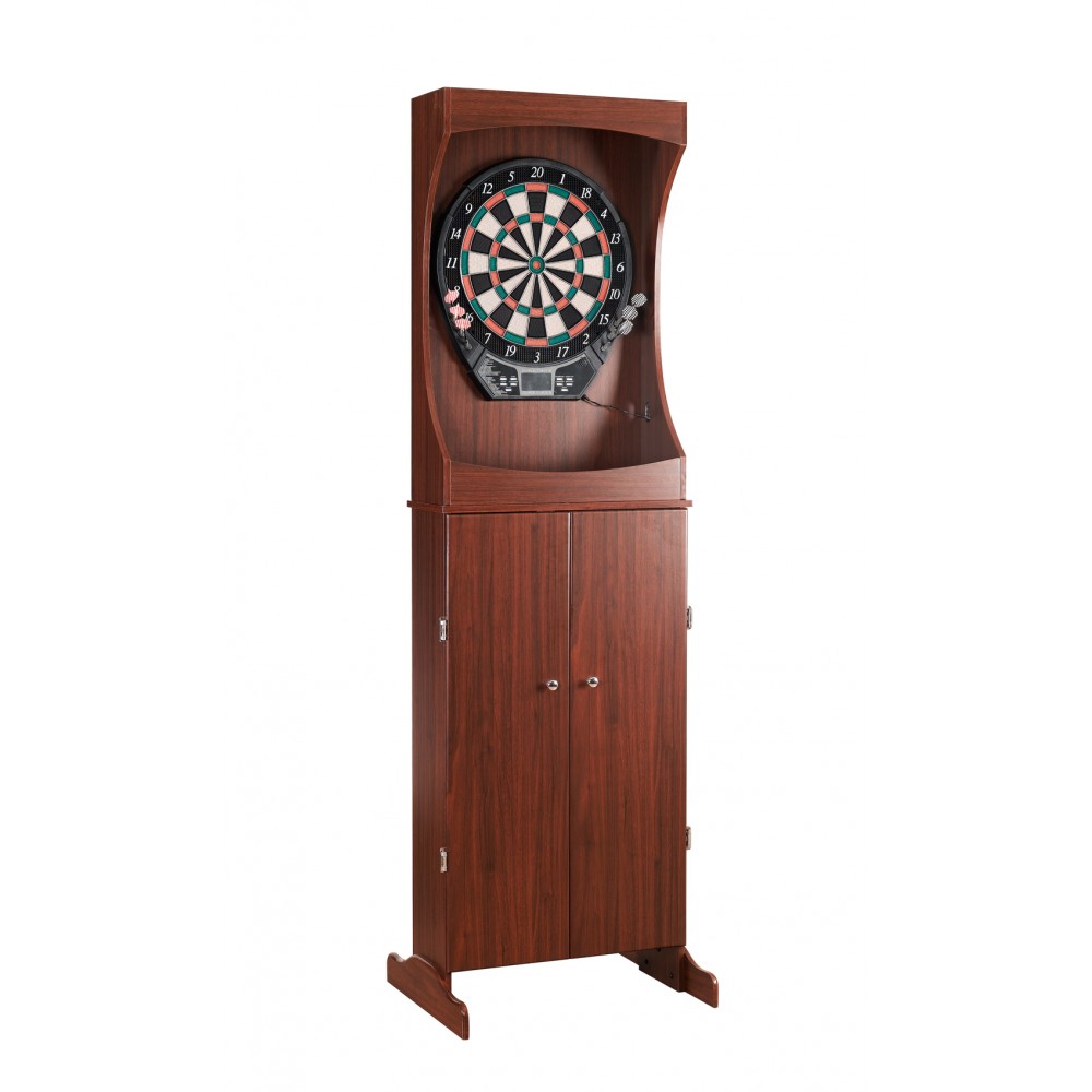 Outlaw Free Standing Dartboard & Cabinet Set - Cherry Finish