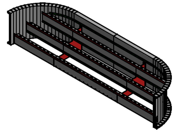 Cardinal 42" High x 18' Wide x 4' Radius Full Width Steel Step