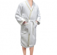 White Spa/Sauna Robe with Gold Trim