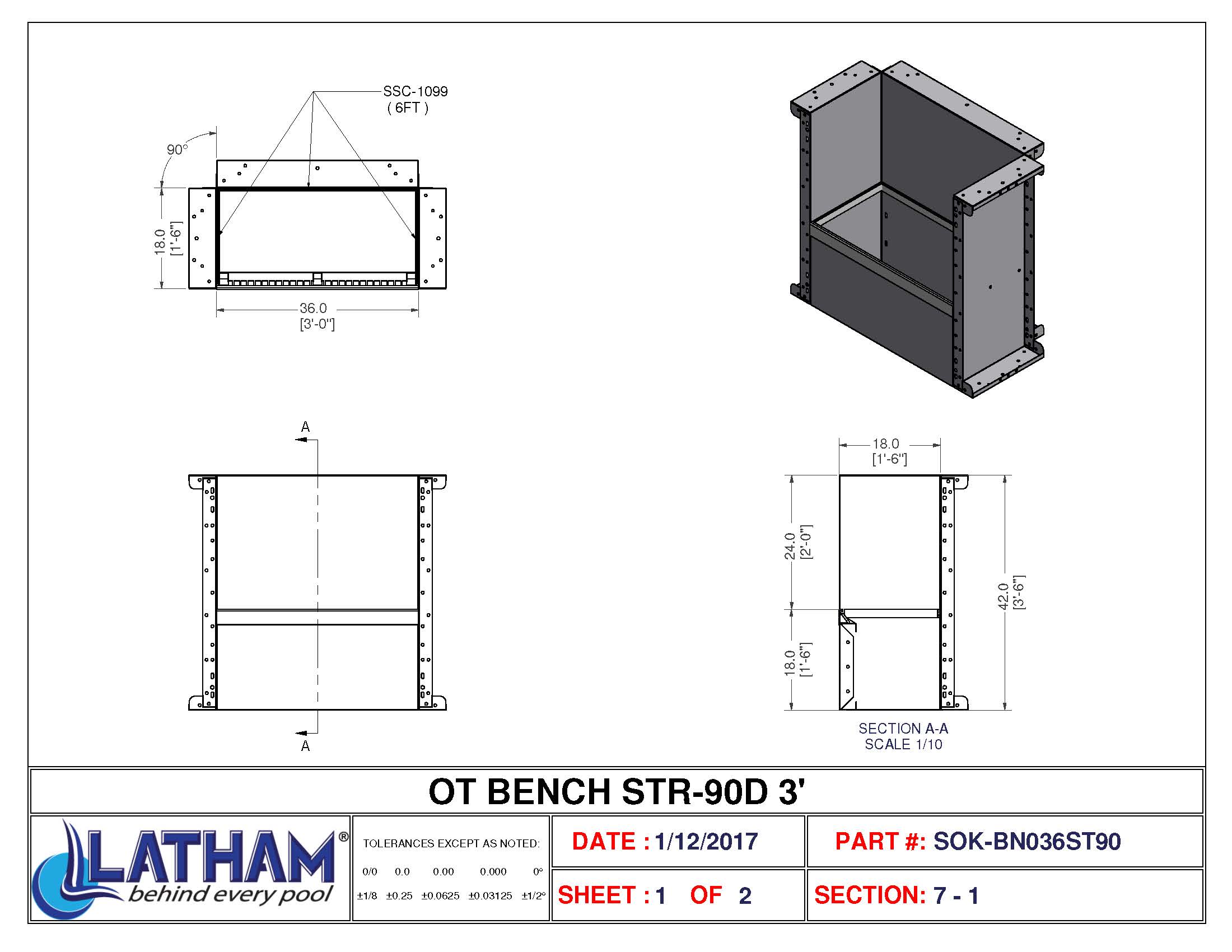 3' Straight Bench