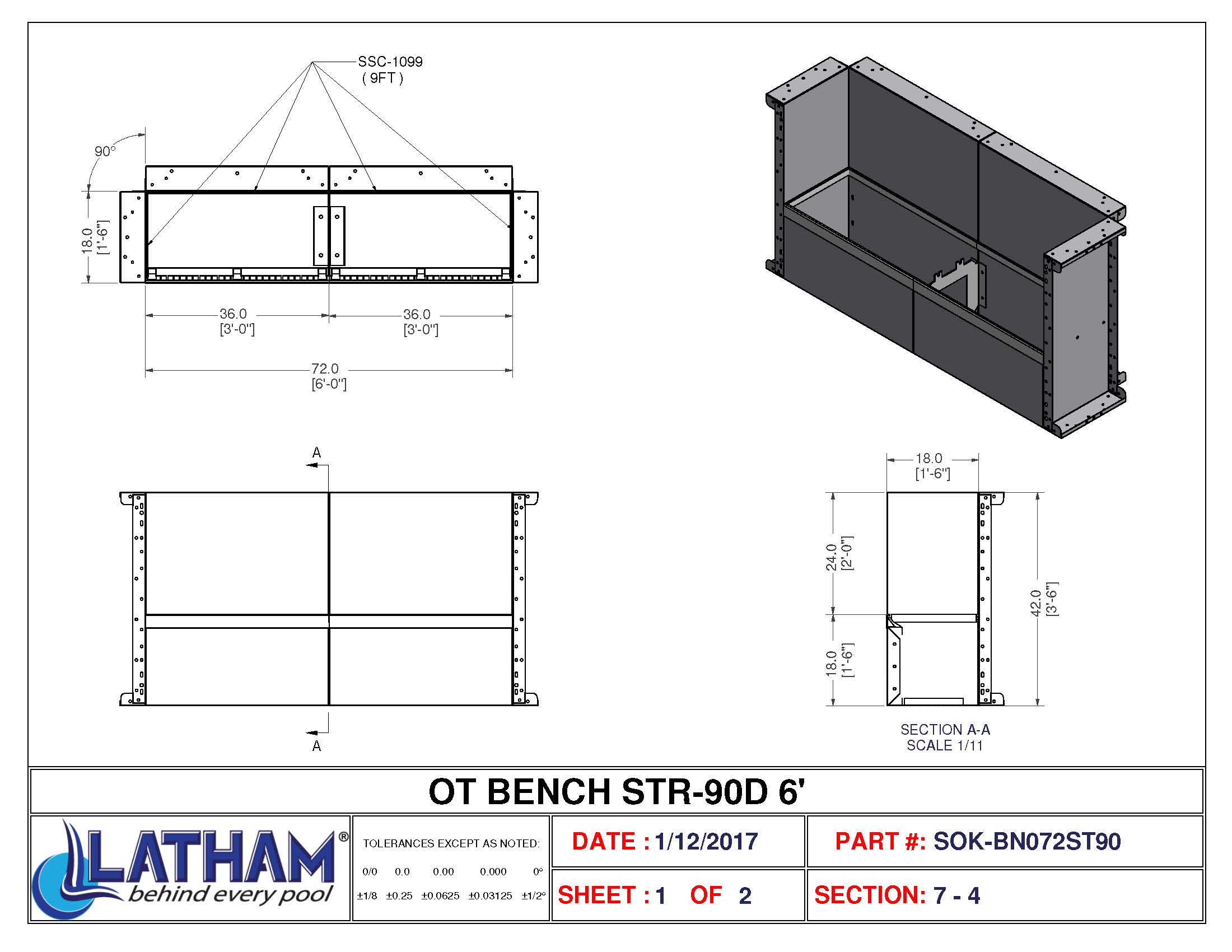 6' Straight Bench