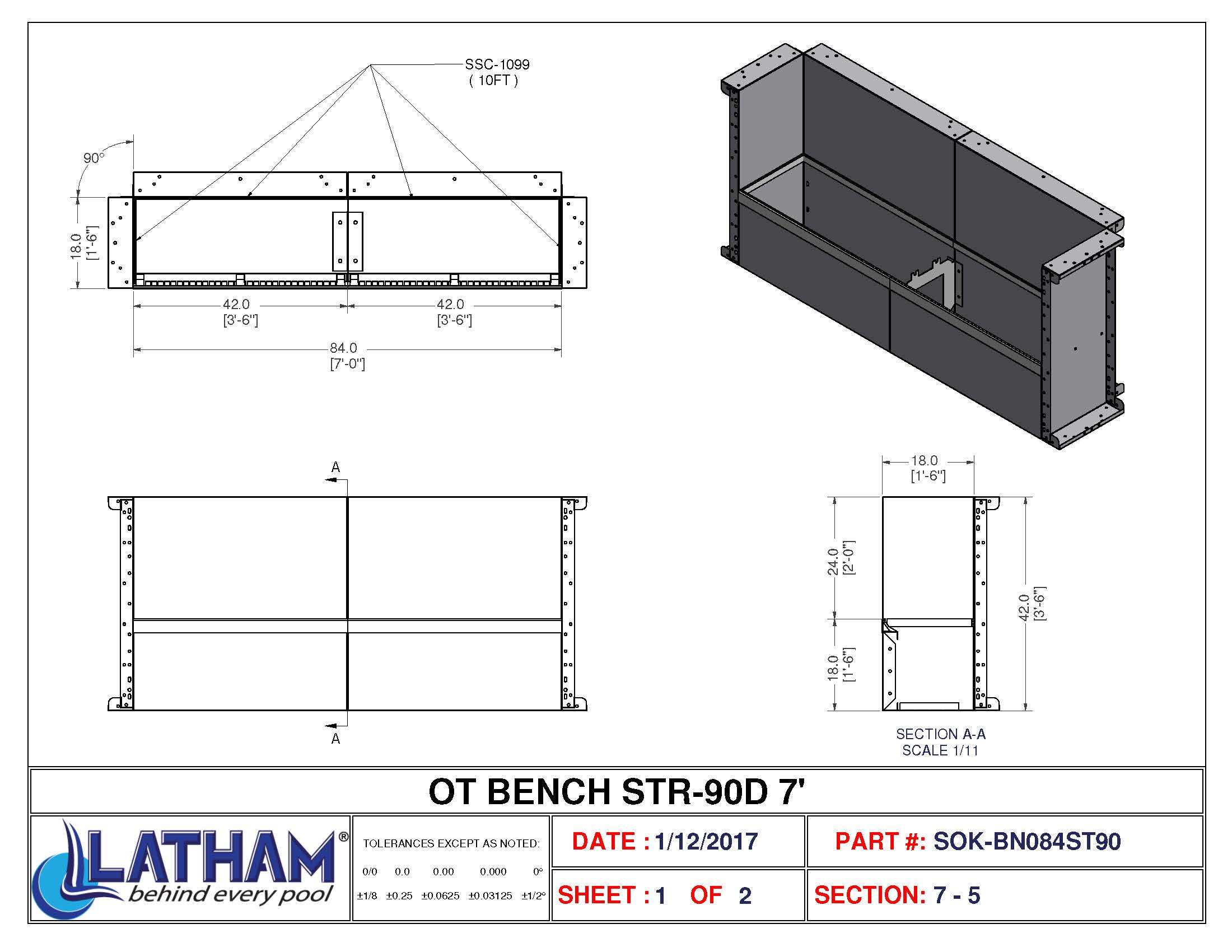 7' Straight Bench