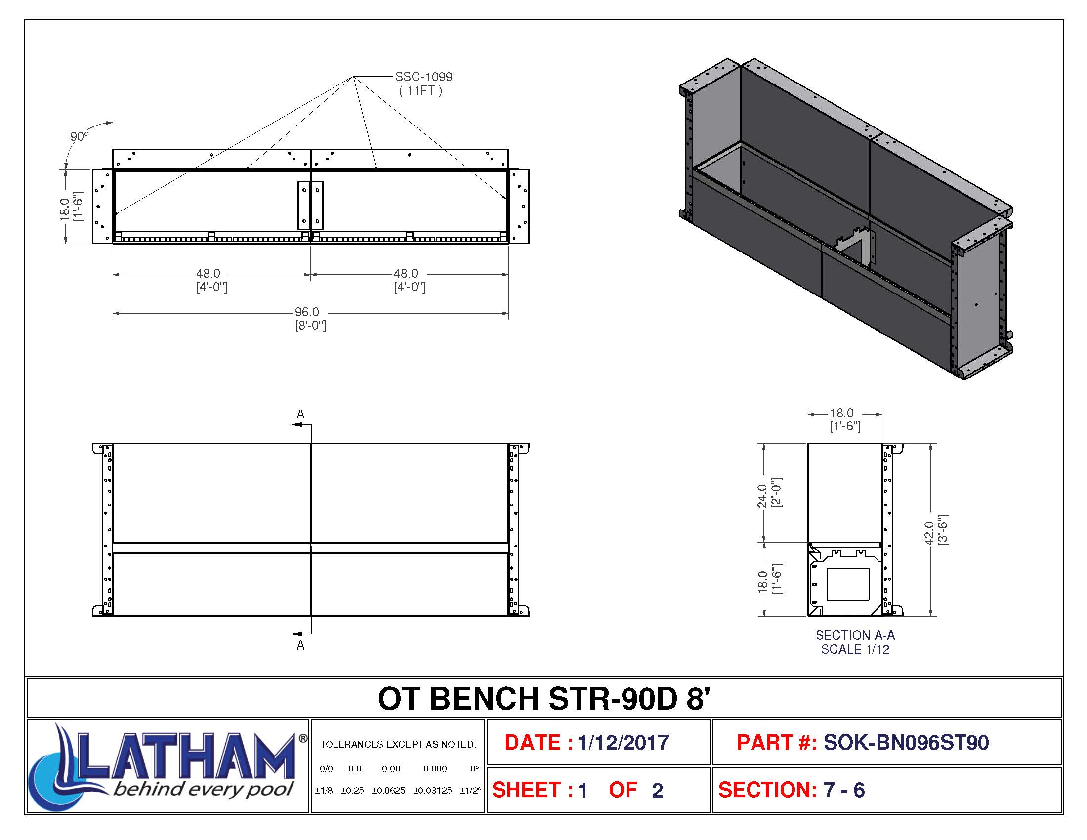 8' Straight Bench